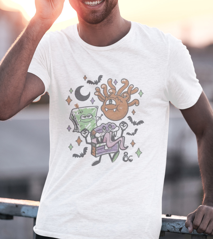 Dungeons & Dragons Halloween Monster Cuties With Beholder Mimic And Spellbook T-Shirt