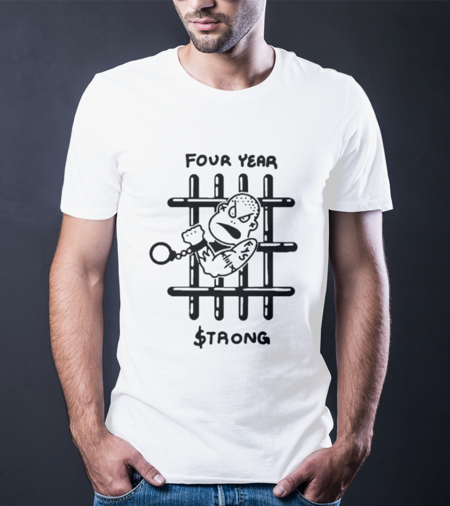 Four Year Strong Cartoon Prison Bars Character T-Shirt