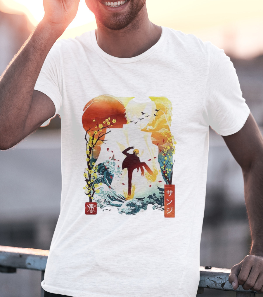 Sanji One Piece Anime Ukiyo-e Style Lunar New Year Japan Art T-Shirt