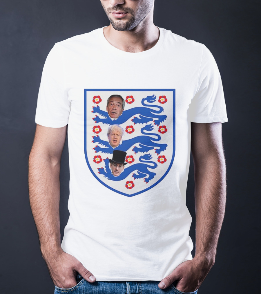 Nigel Farage Boris Johnson Jacob Rees Mogg England Three Lions Flag T-Shirt