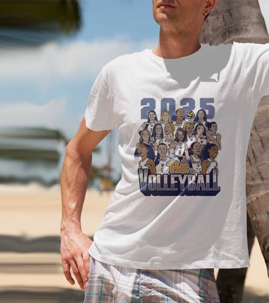 Pitt Volleyball 2025 Pittsburgh Panthers Team Caricature T-Shirt
