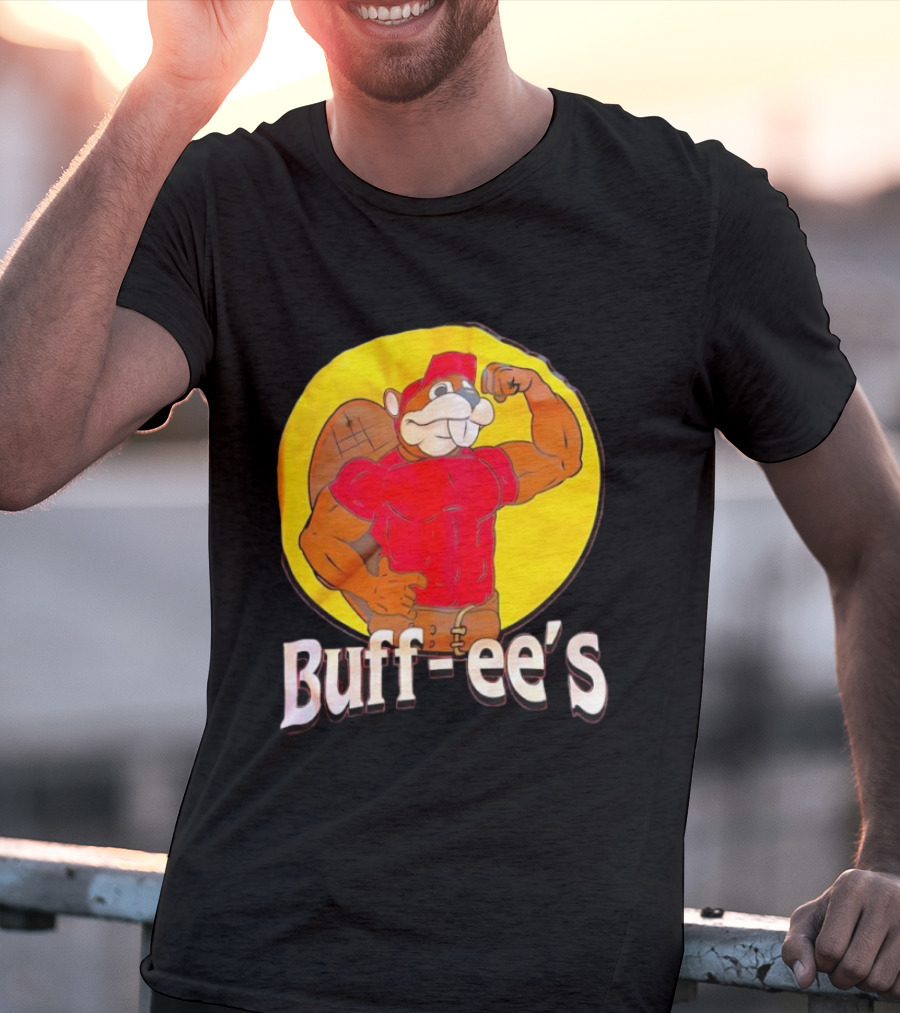 Buff Ee's Gym Muscular Beaver Flexing Muscles T-Shirt