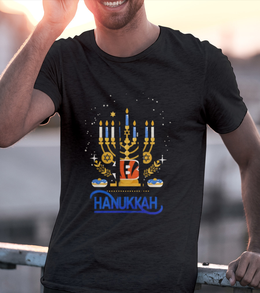 Cincinnati Bengals Hanukkah Menorah Celebration T-Shirt