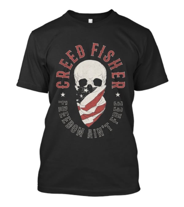 Creed Fisher Freedom Ain't Free Skull American Flag Bandana T-Shirt