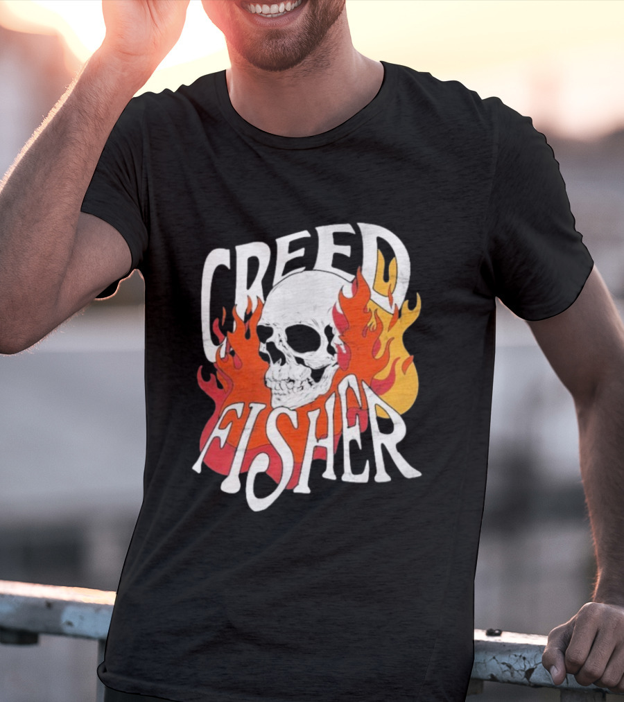 Creed Fisher Skull Flames Fire T-Shirt
