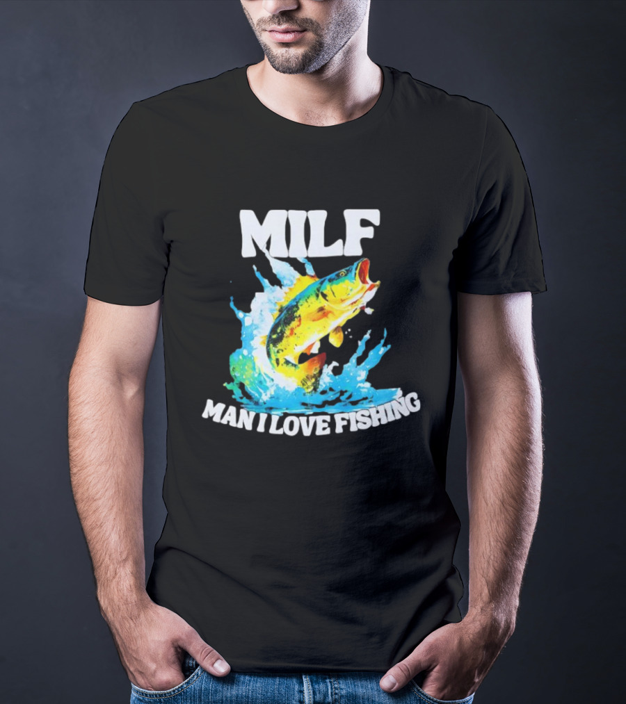 MILF Man I Love Fishing Peacock Bass Splashing Water T-Shirt