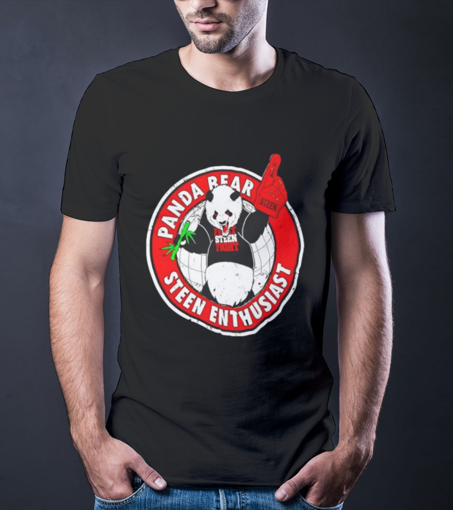 Panda Bear Steen Fight Enthusiast With Foam Finger And Bamboo T-Shirt