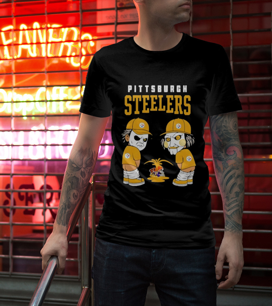 Pittsburgh Steelers Michael Myers Billy The Puppet Baltimore Ravens Vs Cleveland Browns Rivalry T-Shirt