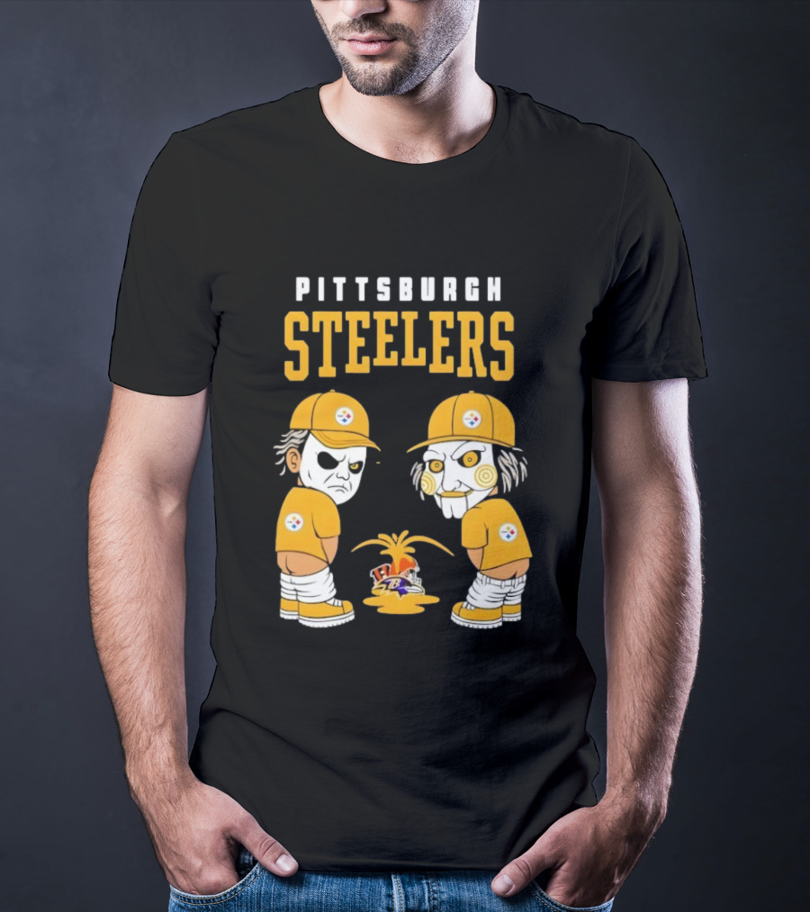 Pittsburgh Steelers Michael Myers Billy The Puppet Baltimore Ravens Vs Cleveland Browns Rivalry T-Shirt