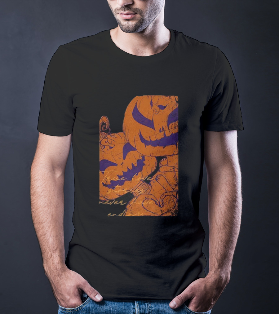 Pumpkin Head Selfie Love Stories Never Ending T-Shirt