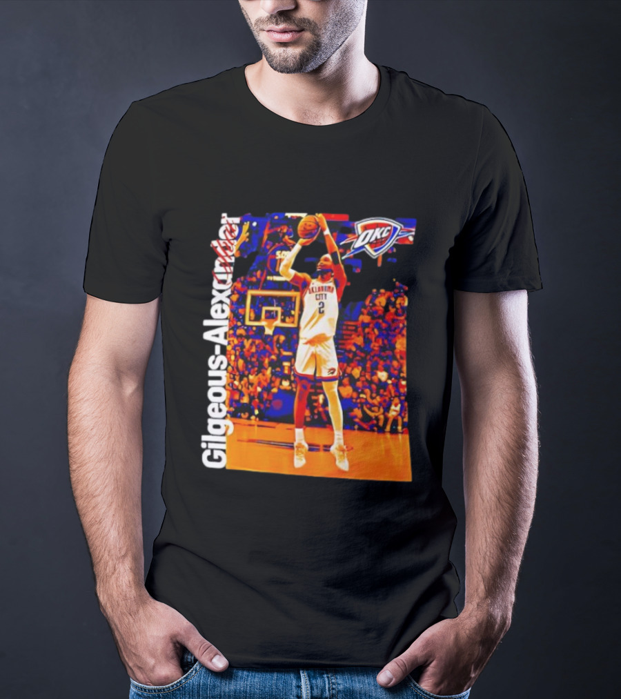 Oklahoma City Thunder Shai Gilgeous Alexander Basketball Action OKC Fans Gear T-Shirt