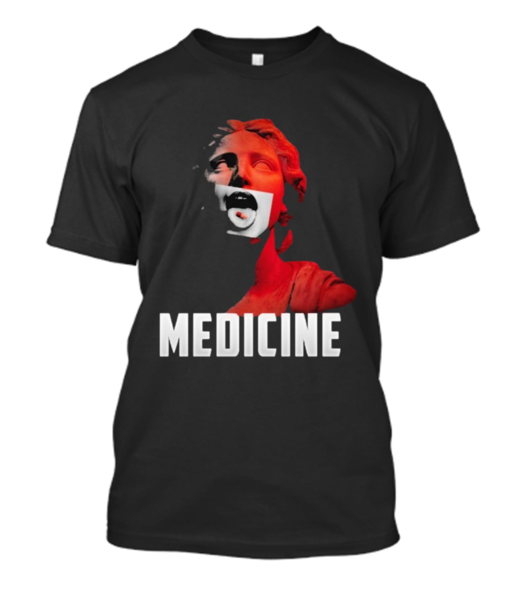 Toza Medicine Statue Red Sculpture With Distorted Face T-Shirt