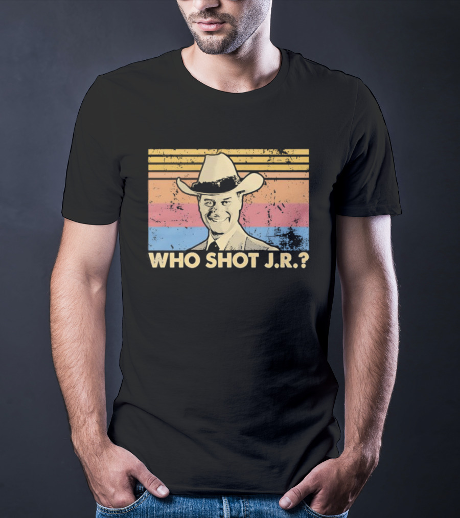 Who Shot J.R. Retro Cowboy Dallas TV Soap Opera Mystery T-Shirt