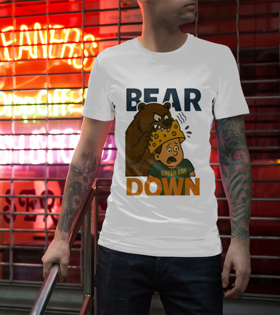 Bear Down Green Bay Packers Rivalry Cheesy Confrontation T-Shirt