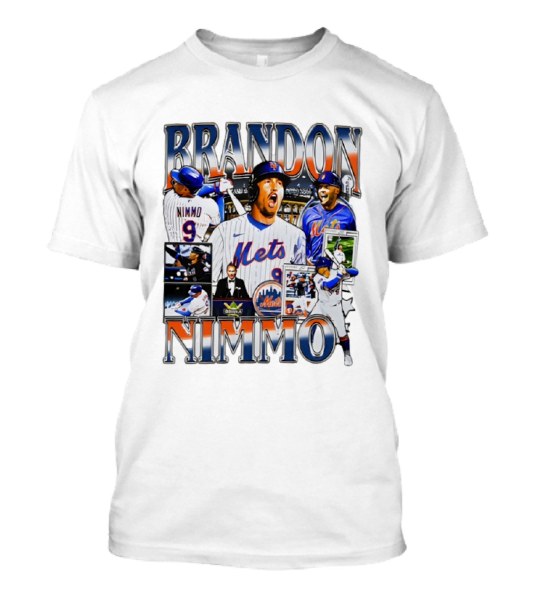 Brandon Nimmo New York Mets Vintage Collage Baseball Player Highlights T-Shirt