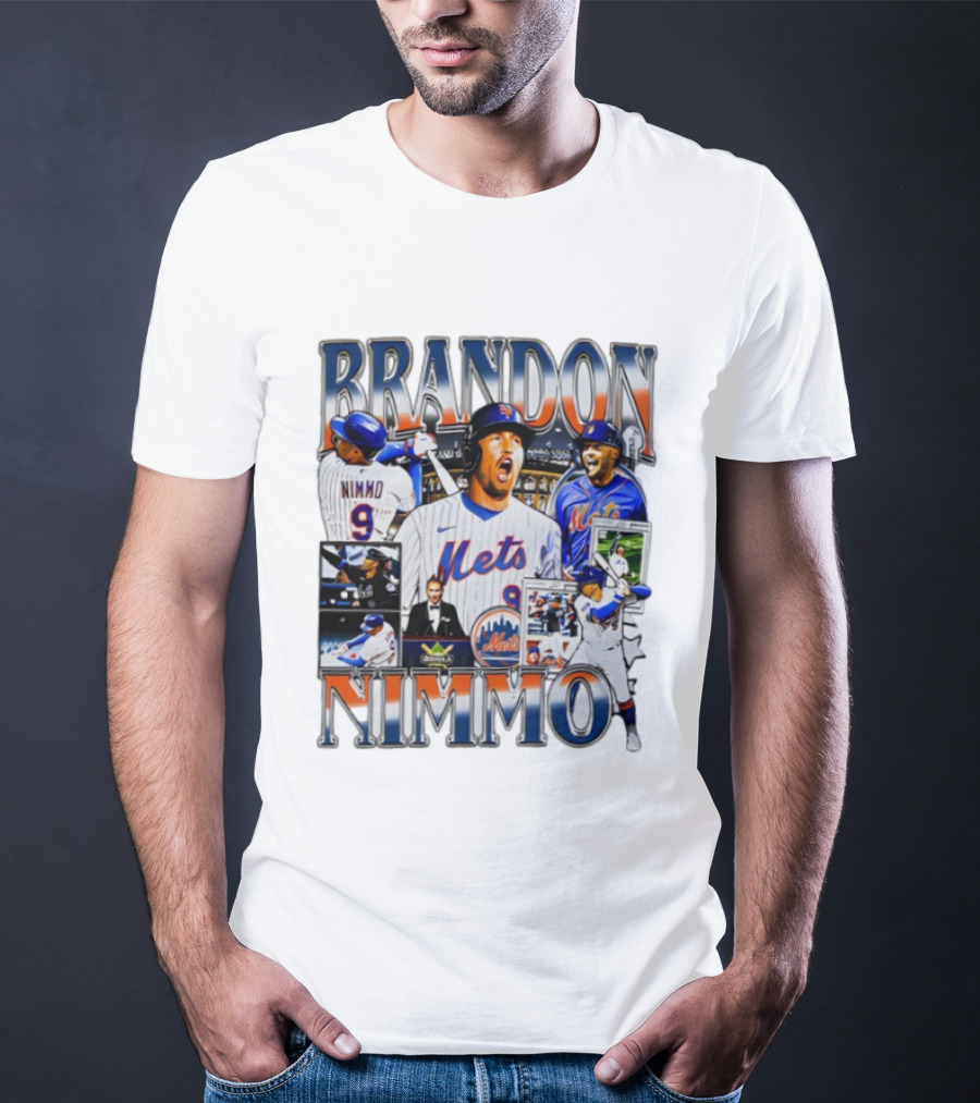 Brandon Nimmo New York Mets Vintage Collage Baseball Player Highlights T-Shirt