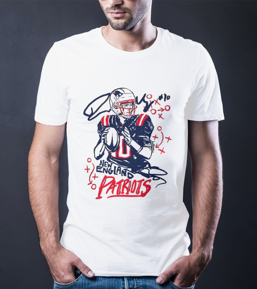 Drake Maye New England Patriots Quarterback XOXO Playbook T-Shirt