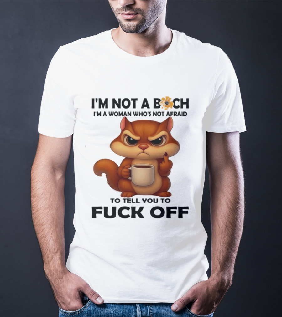 Angry Squirrel Coffee Middle Finger Woman Empowerment Message T-Shirt