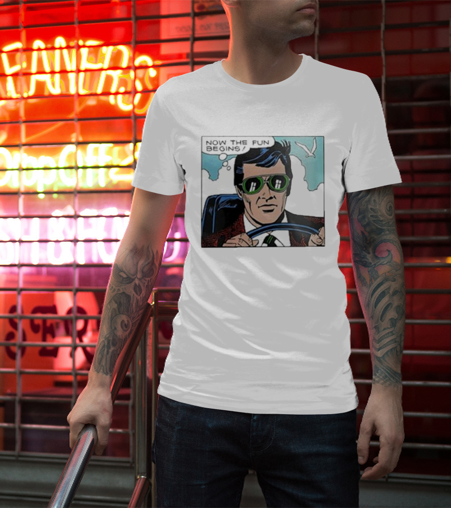 Now The Fun Begins Retro Driver Comic Panel T-Shirt