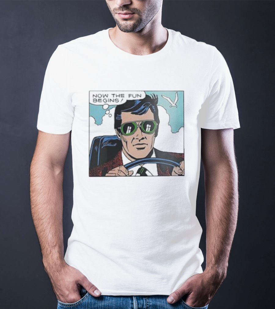 Now The Fun Begins Retro Driver Comic Panel T-Shirt