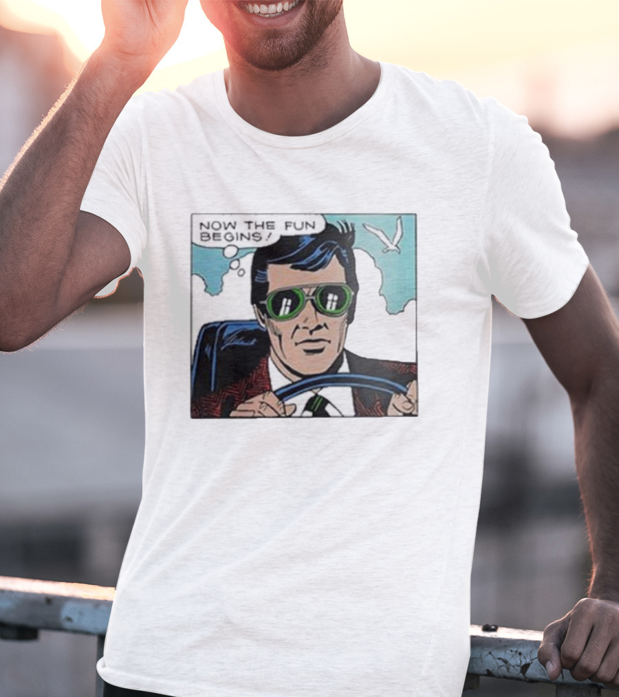 Now The Fun Begins Retro Driver Comic Panel T-Shirt