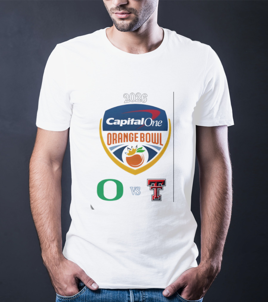 Oregon Ducks Vs Texas Tech Red Raiders 2026 Capital One Orange Bowl Matchup T-Shirt