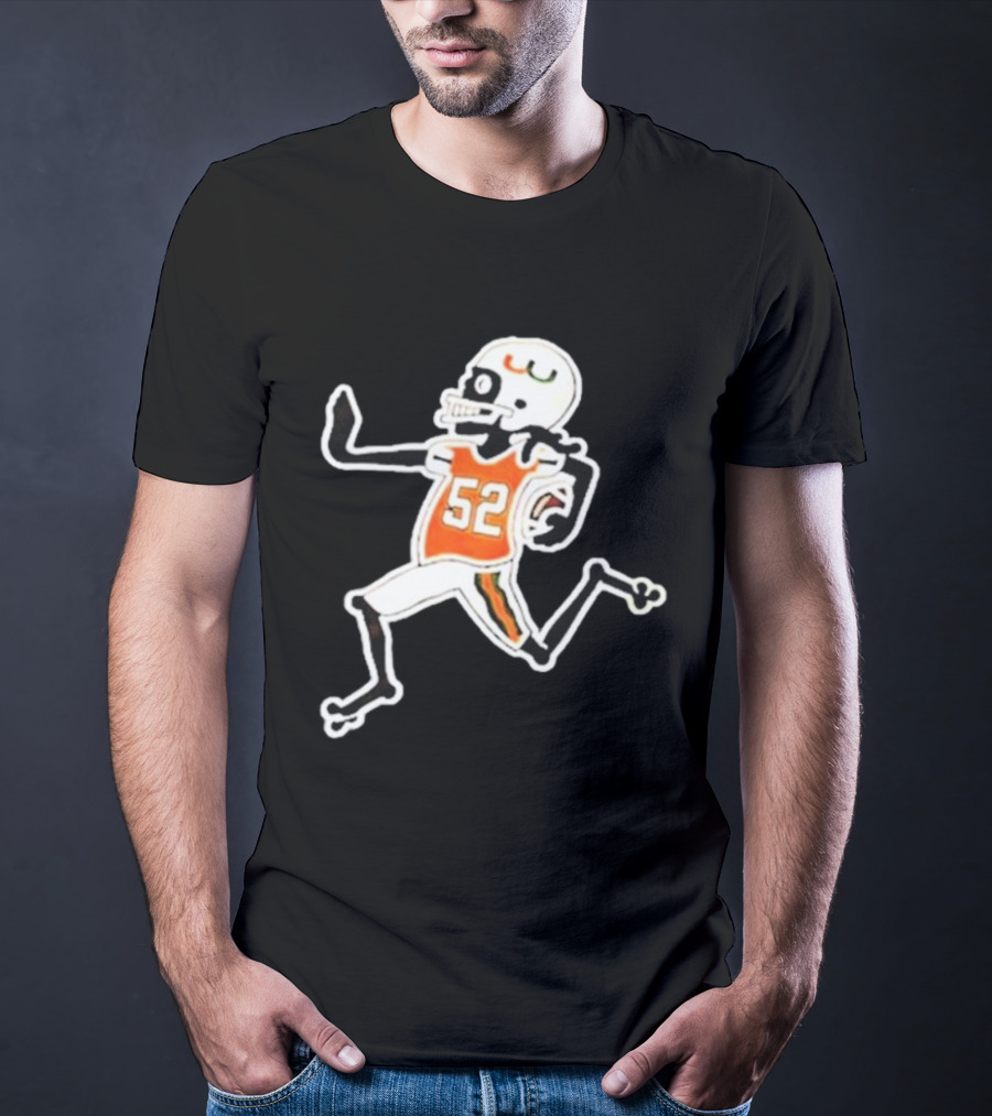 Francisco Mauigoa Skeletal 52 Miami Hurricanes Football Player T-Shirt