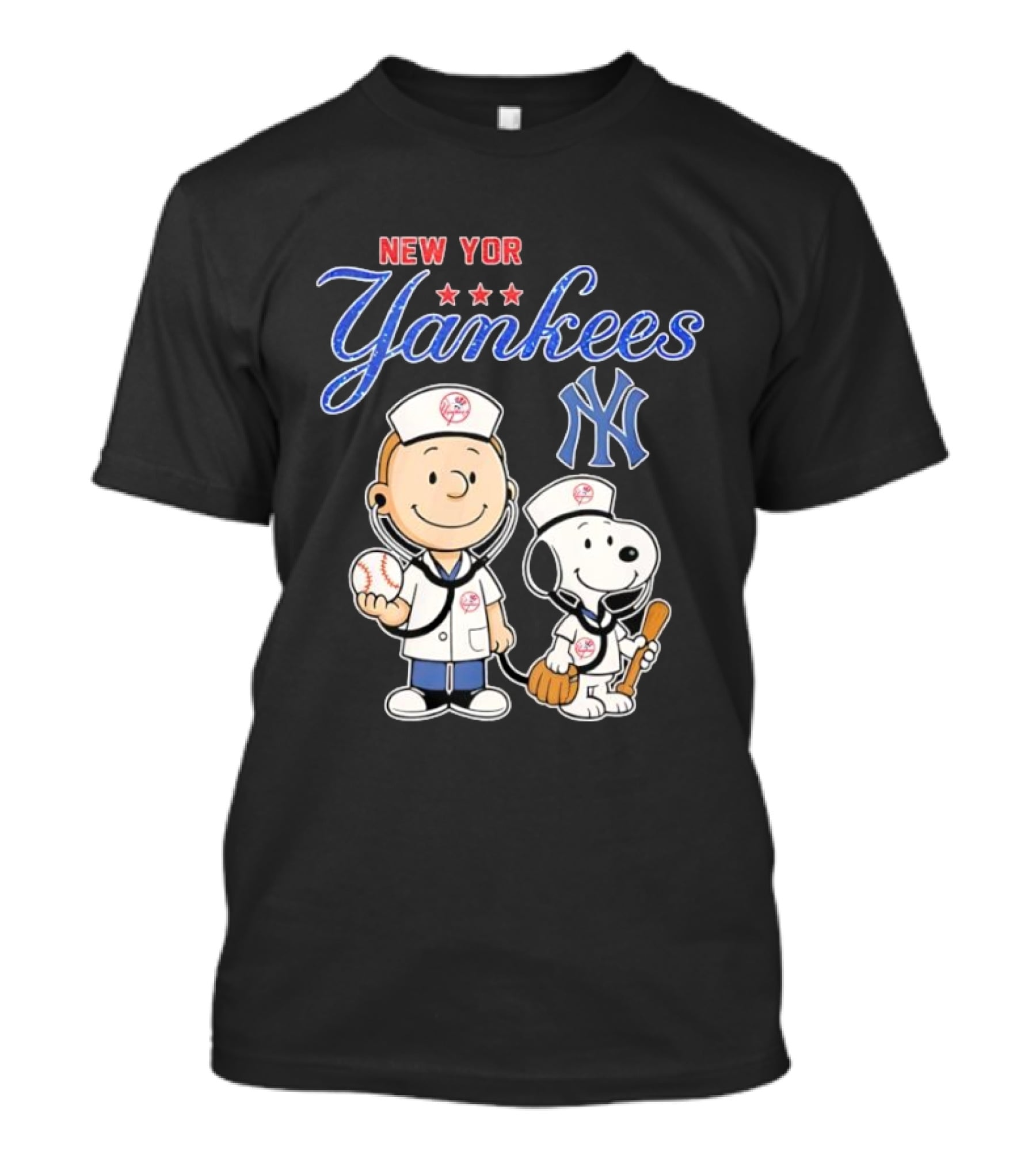 New York Yankees Charlie Brown Snoopy Nurse Peanuts T-Shirt