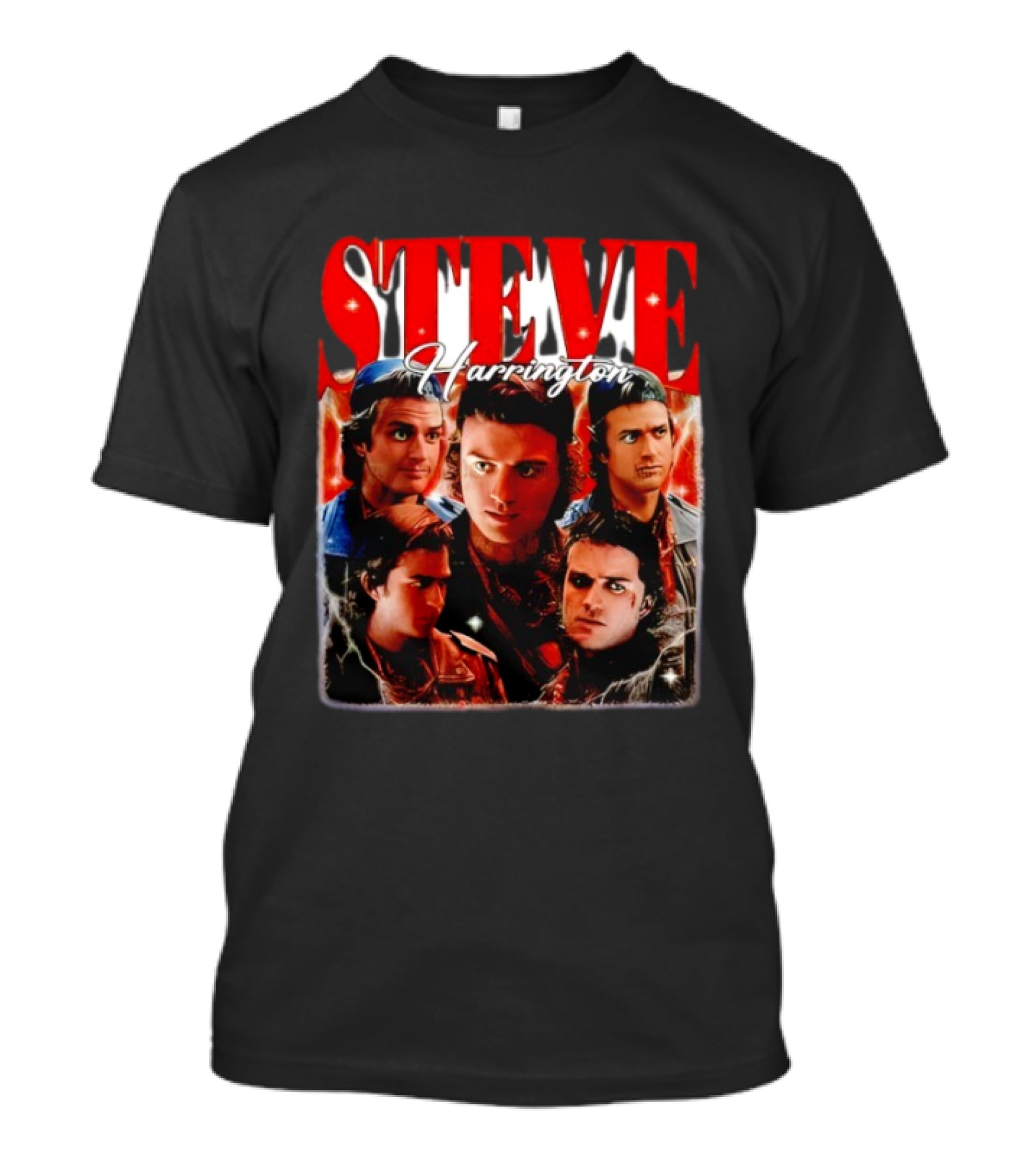 Steve Harrington Character Collage Flame Background T-Shirt