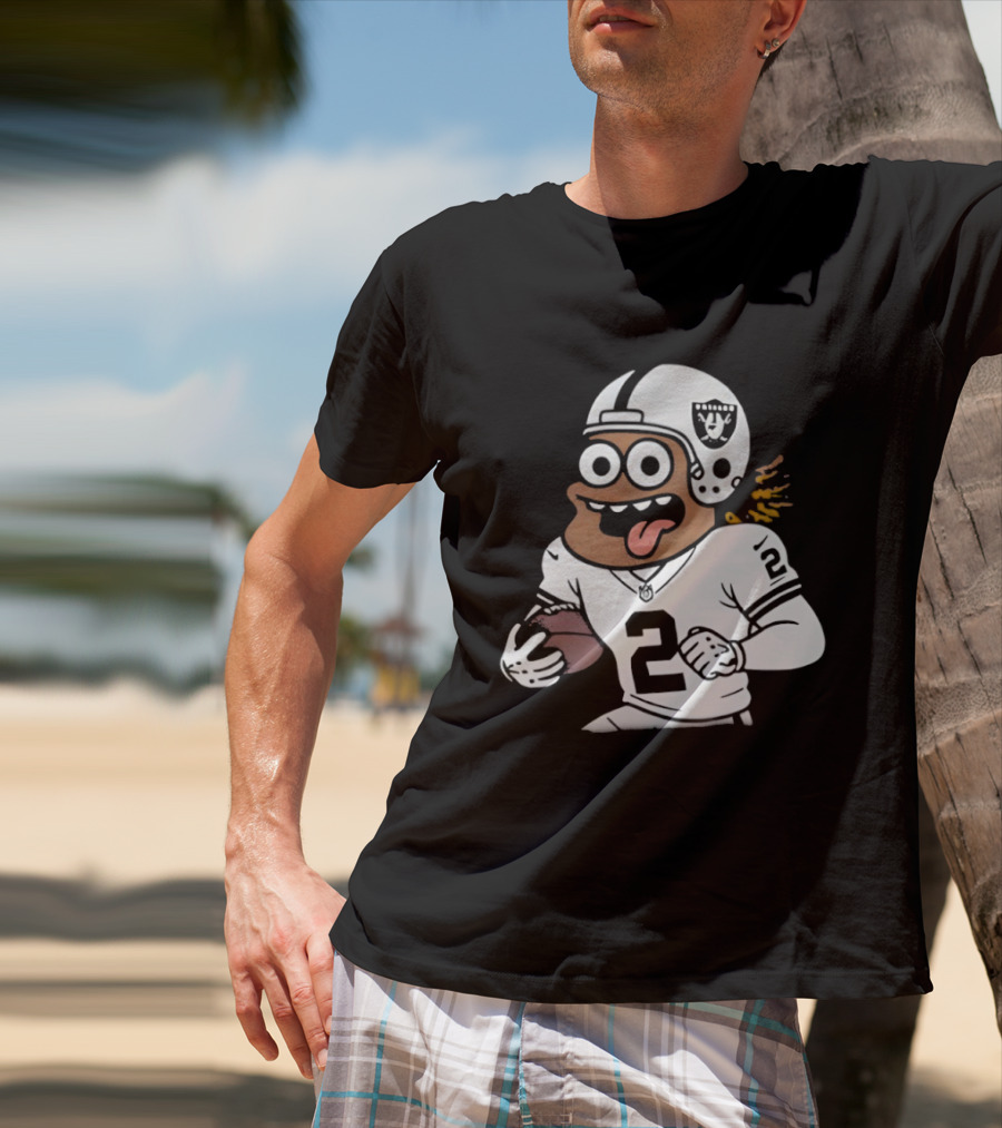 Las Vegas Raiders Ashton Jeanty Cartoon Number 2 Football Player T-Shirt