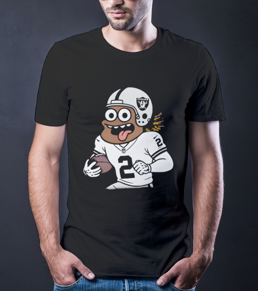 Las Vegas Raiders Ashton Jeanty Cartoon Number 2 Football Player T-Shirt