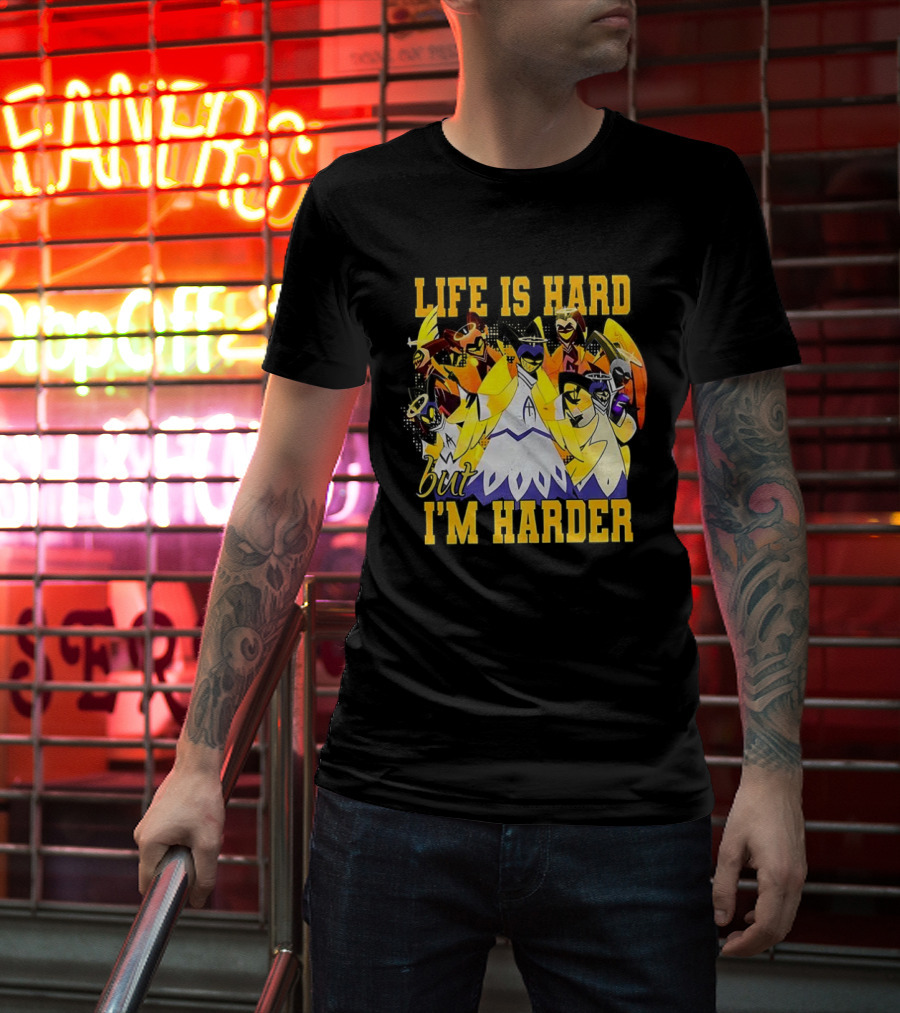 Hazbin Hotel Life Is Hard But I'm Harder Yellow Characters T-Shirt