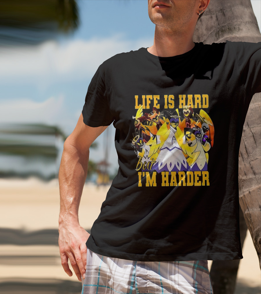 Hazbin Hotel Life Is Hard But I'm Harder Yellow Characters T-Shirt