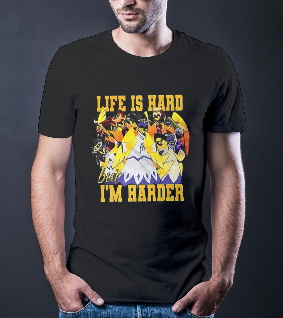 Hazbin Hotel Life Is Hard But I'm Harder Yellow Characters T-Shirt