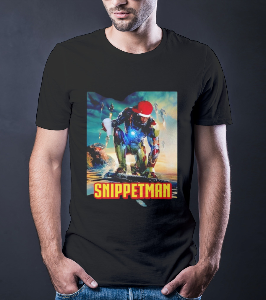 Playboi Carti Snippet Man Iron Hero Parody In Red Cap With Cup T-Shirt