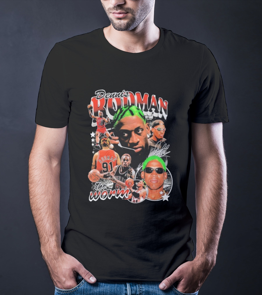 Dennis Rodman 91 The Worm Bulls Basketball Legend Retro Style   T-Shirt