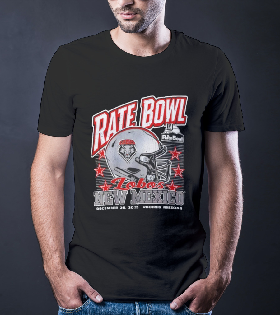 Rate Bowl 2025 New Mexico Lobos Vintage Helmet December 26 Phoenix Arizona T-Shirt