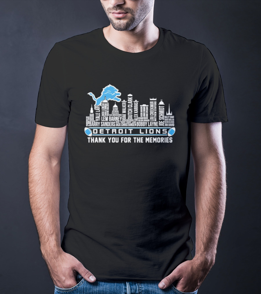 Detroit Lions Skyline Thank You For The Memories T-Shirt