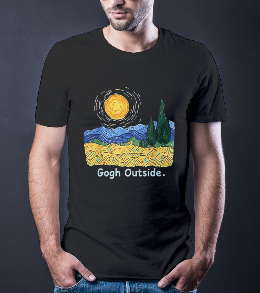 Gogh Outside Starry Night Sun Landscape T-Shirt