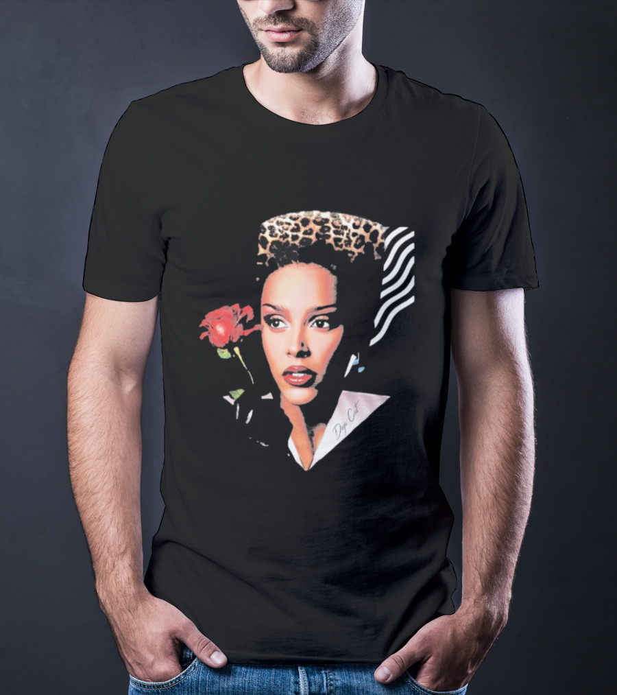 Doja Cat Vie Glamour Leopard Print Rose T-Shirt