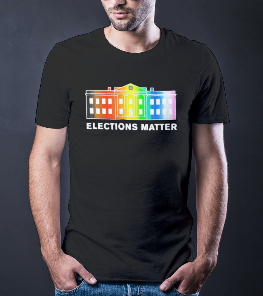 Elections Matter Human Rights Campaign Rainbow White House T-Shirt