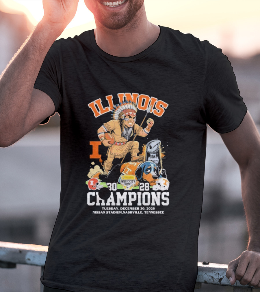 Illinois Fighting Illini Music City Bowl 2025 Champions December 30 Nashville 30 28 Score T-Shirt