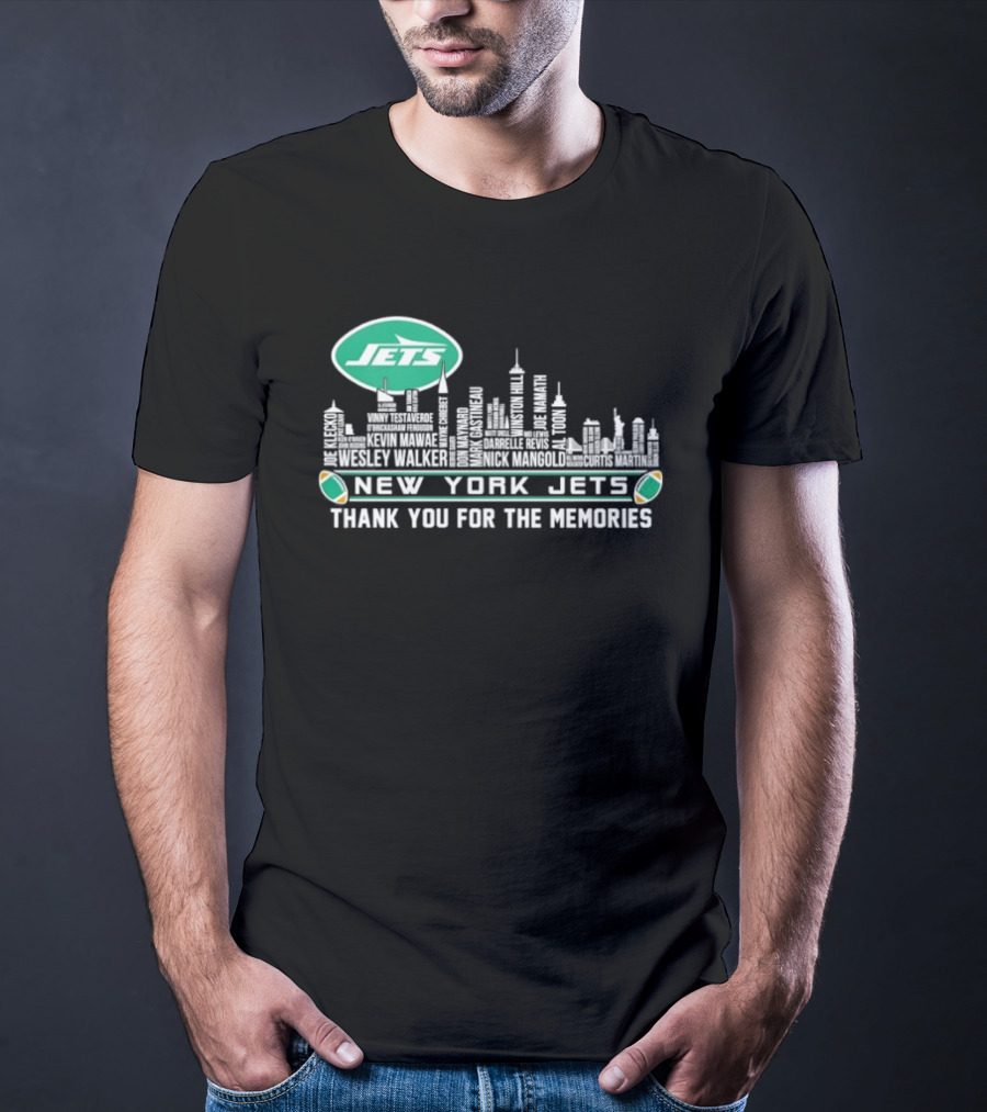 New York Jets Skyline Thank You For The Memories Football T-Shirt