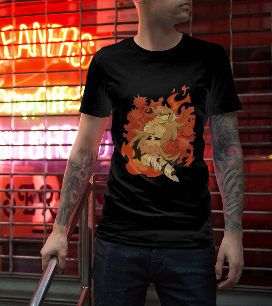 Zeddyzi Ramshackle Vinnie Vibes Flame Character Art Anime T-Shirt