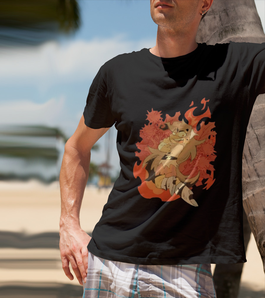 Zeddyzi Ramshackle Vinnie Vibes Flame Character Art Anime T-Shirt