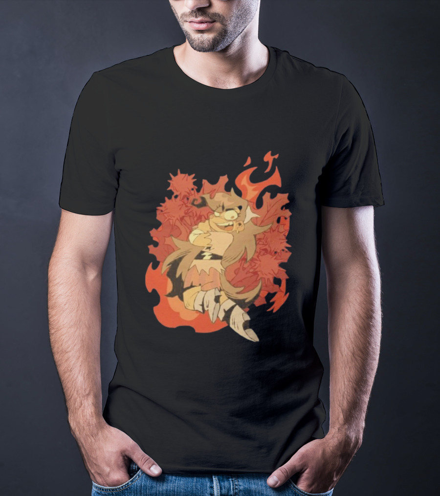 Zeddyzi Ramshackle Vinnie Vibes Flame Character Art Anime T-Shirt
