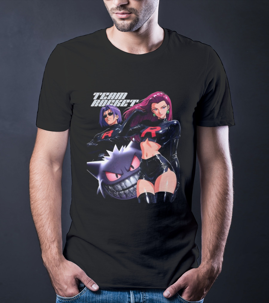 Team Rocket Retro Anime Jessie James Gengar Pokemon T-Shirt