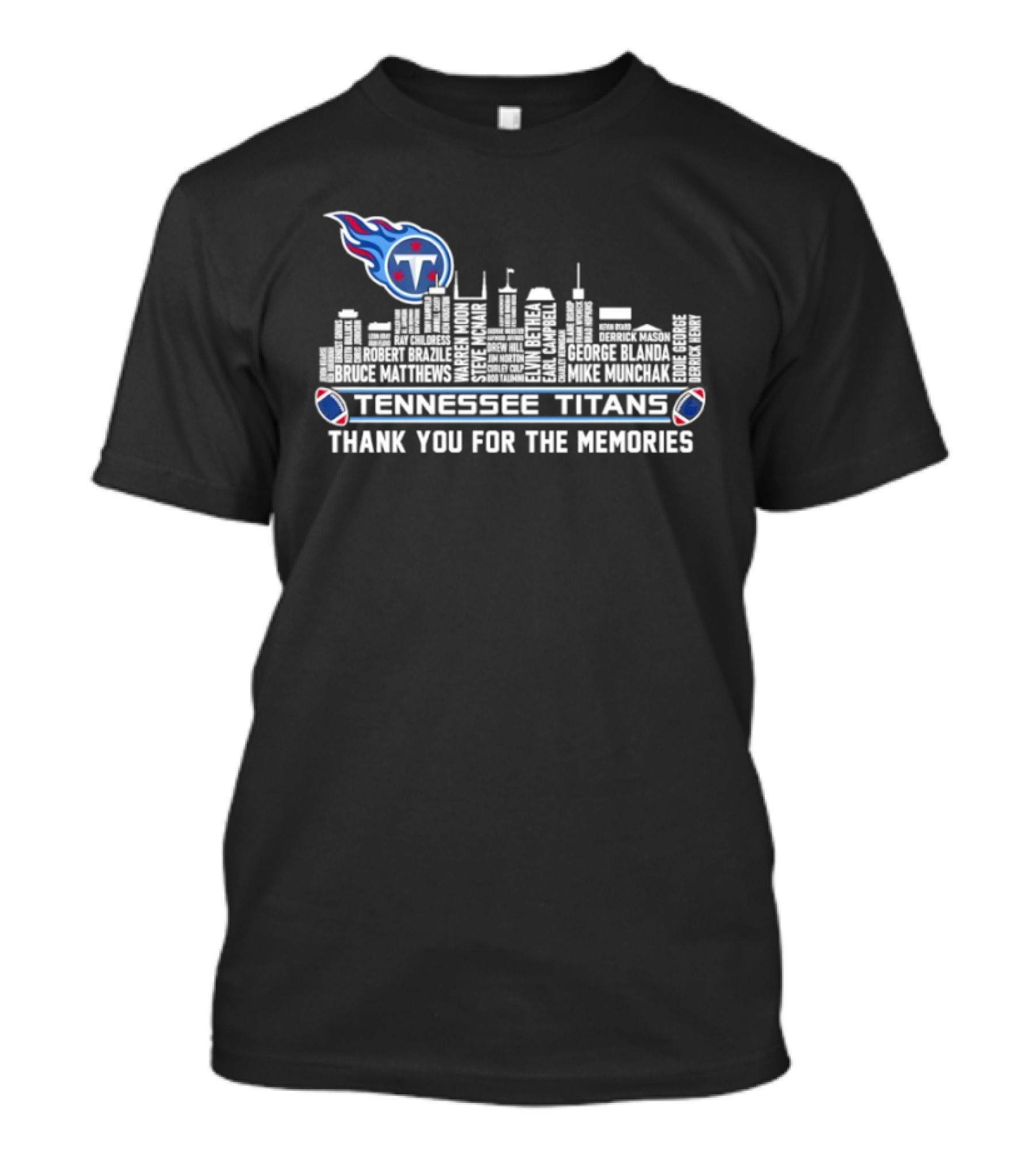 Tennessee Titans Thank You For The Memories City Skyline NFL Football Fan T-Shirt