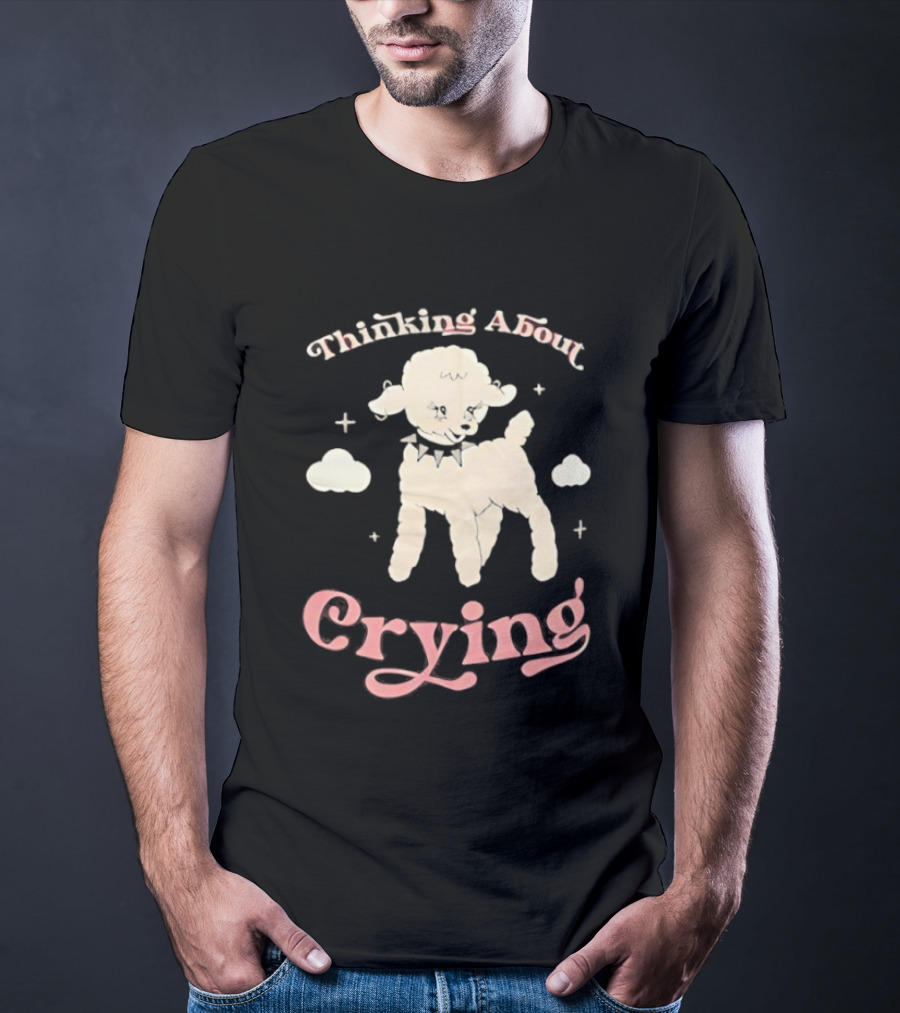 Thinking About Crying Cute Lamb With Clouds T-Shirt