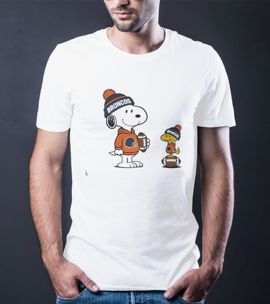 Snoopy Woodstock Denver Broncos NFL Football Fans T-Shirt